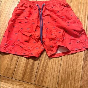 Old Navy Red Swim Trunks with Shark Pattern